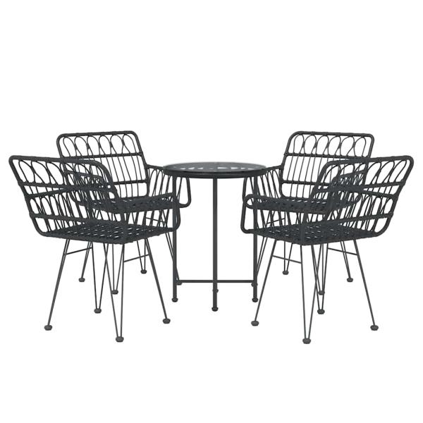 5-tlg. Garten-Essgruppe Schwarz Poly Rattan