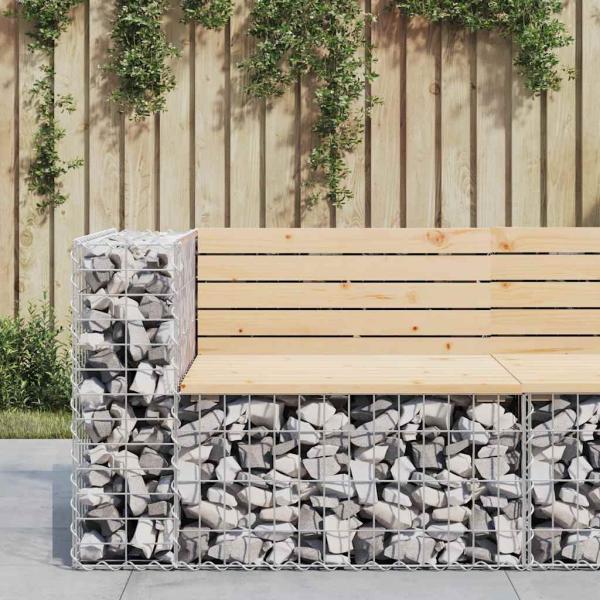 ARDEBO.de - Gartenbank aus Gabionen 92x71x65,5 cm Massivholz Kiefer