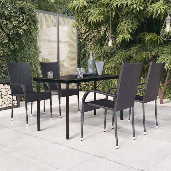 ARDEBO.de - 5-tlg. Garten-Essgruppe Schwarz