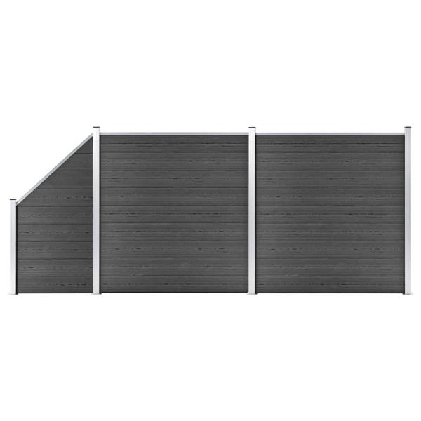 ARDEBO.de - Zaunelement Set WPC 446x(105-186) cm Schwarz
