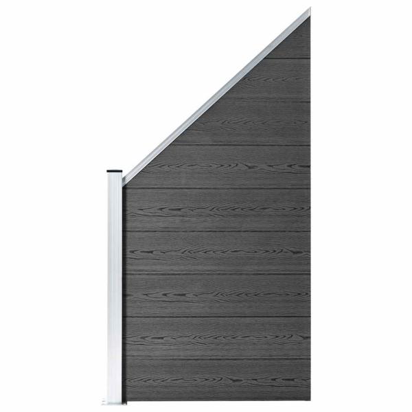 Zaunelement Set WPC 446x(105-186) cm Schwarz