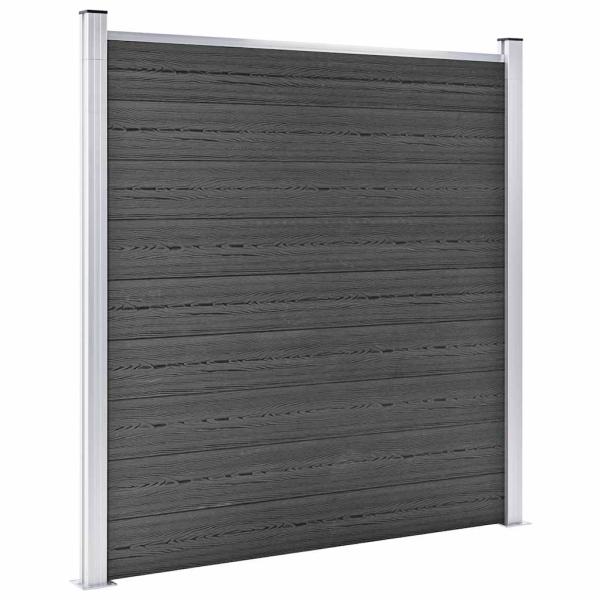 Zaunelement Set WPC 446x(105-186) cm Schwarz