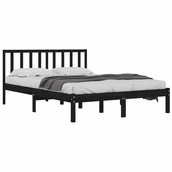 Massivholzbett Schwarz Kiefer 200x200 cm