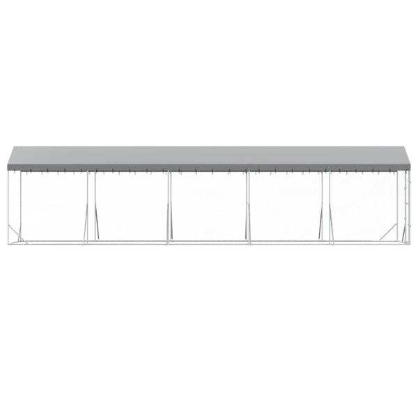 Outdoor-Hundezwinger mit Dach Silbern 2x10x2,5 m Stahl Verzinkt