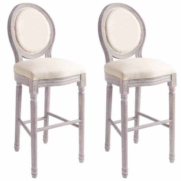 ARDEBO.de - Barhocker 2 Stk. Wei? Leinen