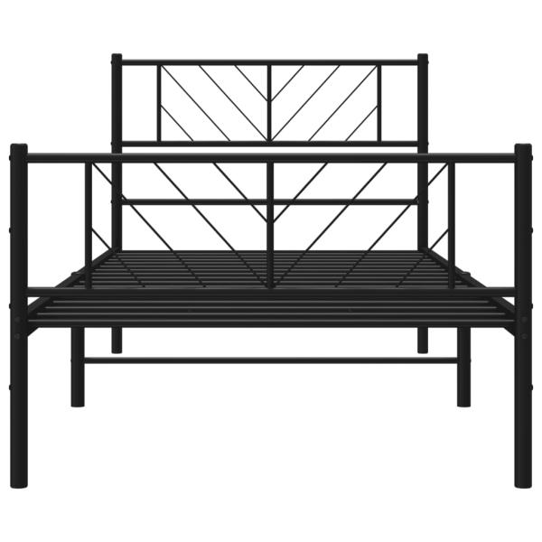 Bettgestell mit Kopf- und Fußteil Metall Schwarz 90x200 cm