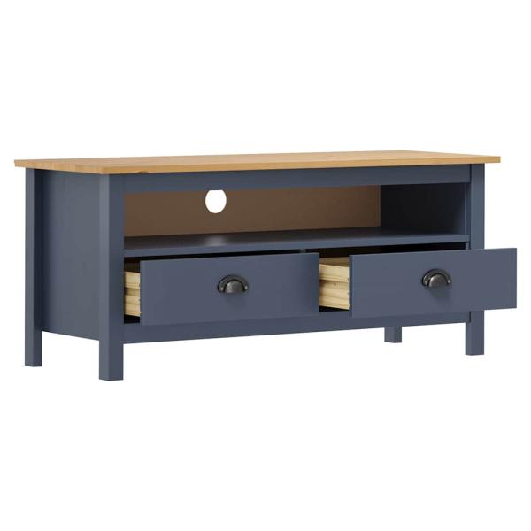 TV-Schrank Hill Grau 110x40x47 cm Kiefer Massivholz