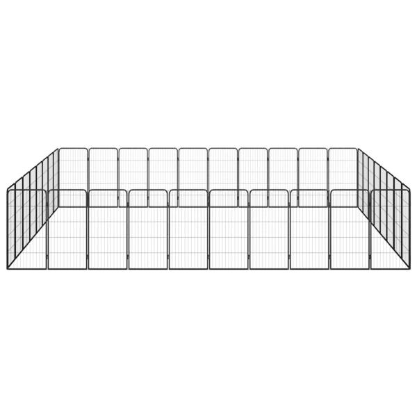 36-tlg. Hundelaufstall Schwarz 50x100cm Stahl Pulverbeschichtet