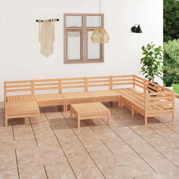 ARDEBO.de - 9-tlg. Garten-Lounge-Set Massivholz Kiefer