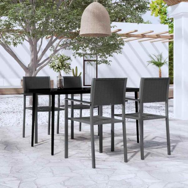 ARDEBO.de - 5-tlg. Garten-Essgruppe Schwarz