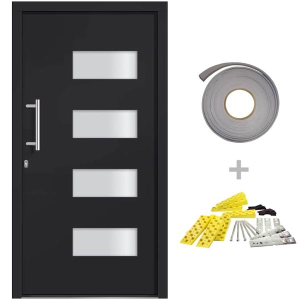 Haustür Aluminium und PVC Anthrazit 100x200 cm
