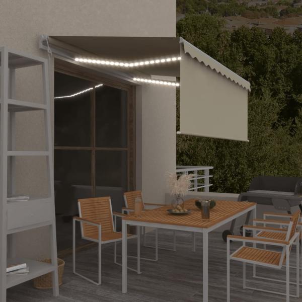 ARDEBO.de - Markise Automatisch mit Rollo LED Windsensor 3,5x2,5m Creme