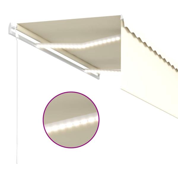 Markise Automatisch mit Rollo LED Windsensor 3,5x2,5m Creme