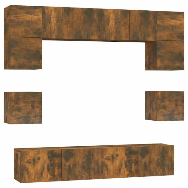 8-tlg. TV-Schrank-Set Räuchereiche Holzwerkstoff