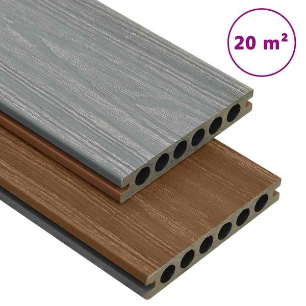 ARDEBO.de - WPC Terrassendielen mit Zubehör Braun und Grau 20 m² 2,2 m