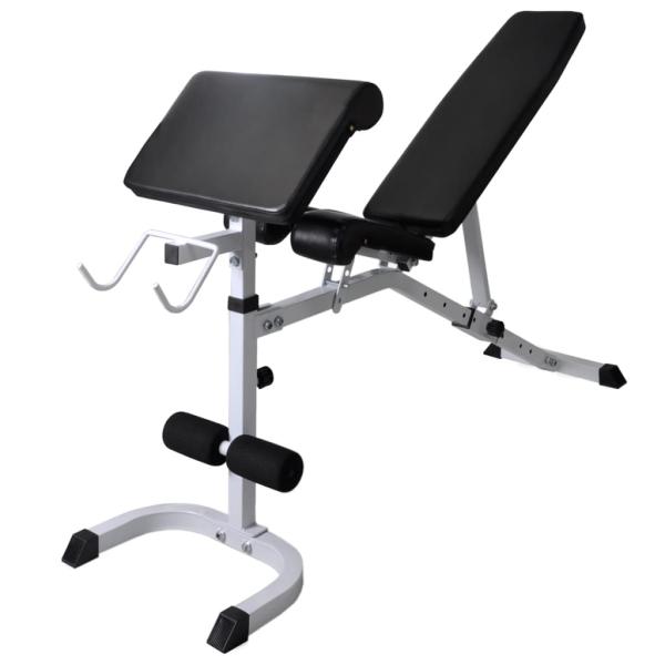Hantelbank mit Ablage, Langhantel und Kurzhantel-Set 90 kg