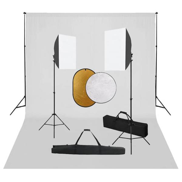 ARDEBO.de - Fotostudio-Set mit Softboxen, Hintergrundsystem und Reflektor