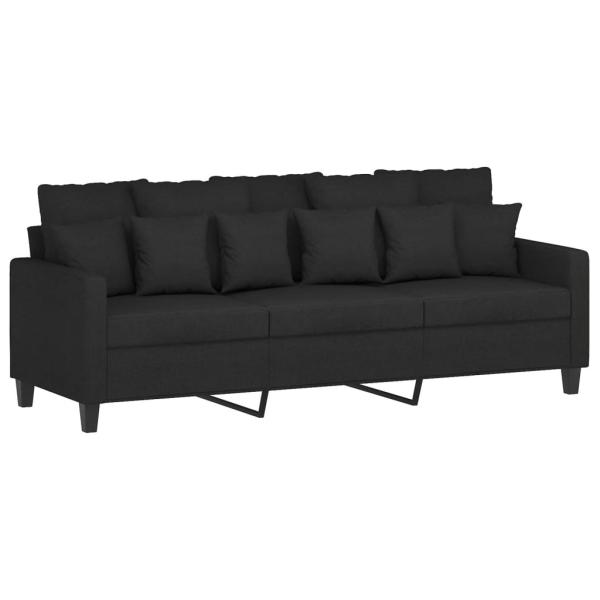 4-tlg. Sofagarnitur mit Kissen Schwarz Stoff
