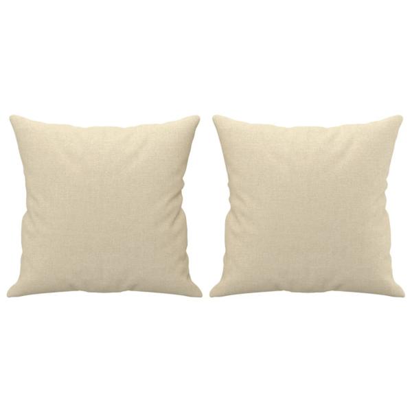 2-tlg. Sofagarnitur mit Kissen Creme Stoff