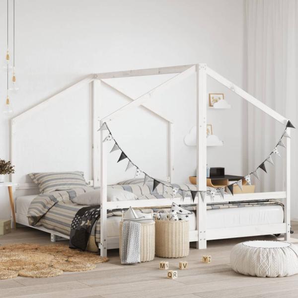 ARDEBO.de - Kinderbett Wei? 2x(90x200) cm Massivholz Kiefer