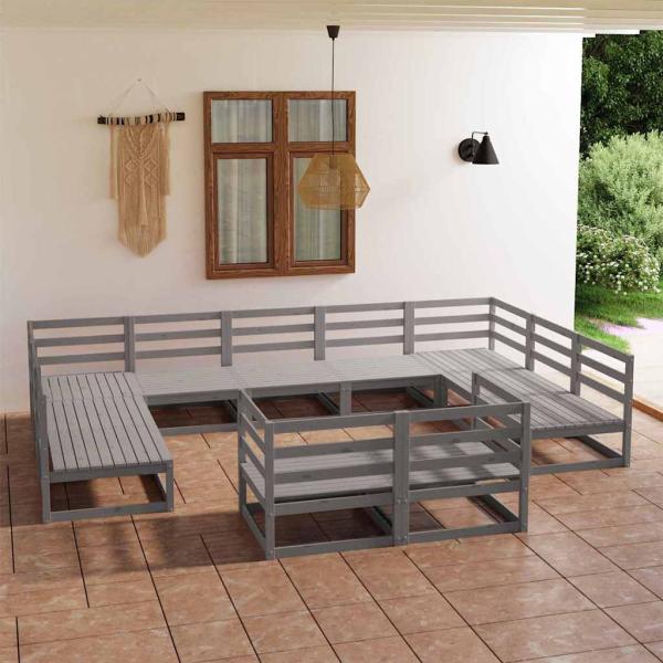 ARDEBO.de - 11-tlg. Garten-Lounge-Set Massivholz Kiefer