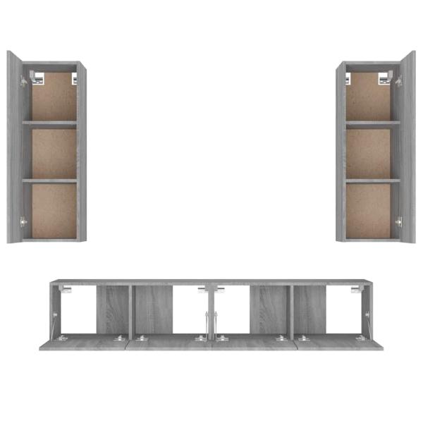 4-tlg. TV-Schrank-Set Grau Sonoma Holzwerkstoff