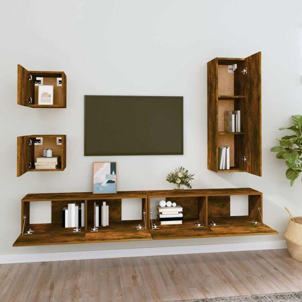 5-tlg. TV-Schrank-Set Räuchereiche Holzwerkstoff