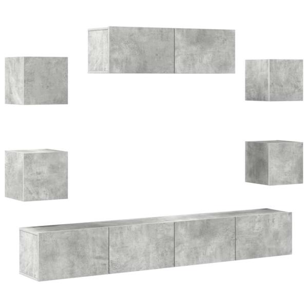 7-tlg. TV-Schrank-Set Betongrau Holzwerkstoff