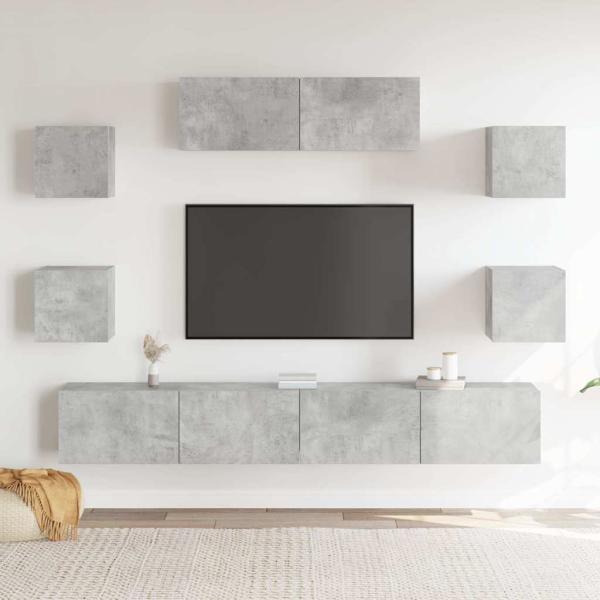 7-tlg. TV-Schrank-Set Betongrau Holzwerkstoff