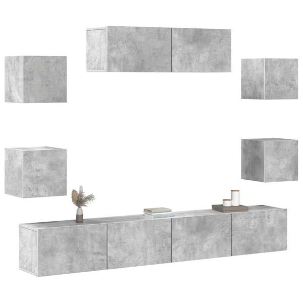7-tlg. TV-Schrank-Set Betongrau Holzwerkstoff