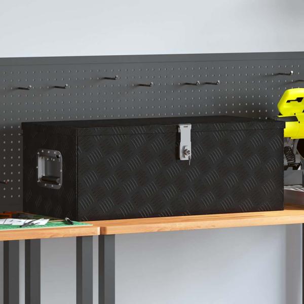 ARDEBO.de - Aufbewahrungsbox Schwarz 80x39x30 cm Aluminium