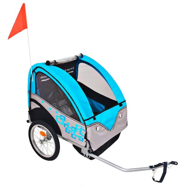 ARDEBO.de - Fahrradanhänger Grau und Blau 30 kg