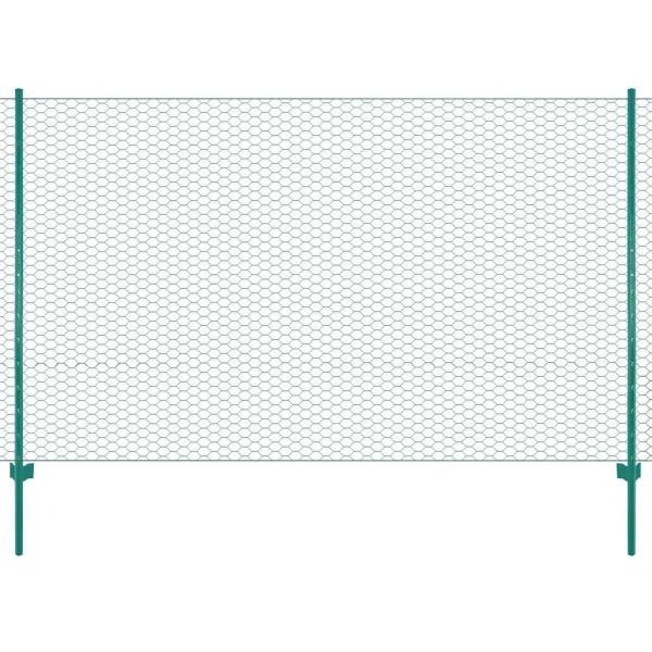 Maschendrahtzaun mit Pfosten Stahl 25 x 2 m Grün