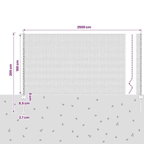 Maschendrahtzaun mit Pfosten Stahl 25 x 2 m Grün