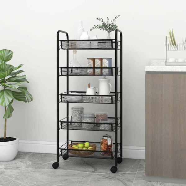 ARDEBO.de - K?chenwagen 5 Etagen Schwarz 46x26x105 cm Eisen
