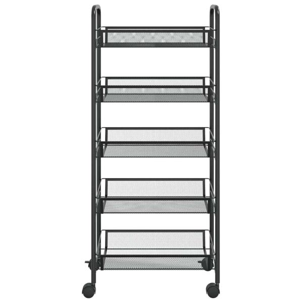 K?chenwagen 5 Etagen Schwarz 46x26x105 cm Eisen
