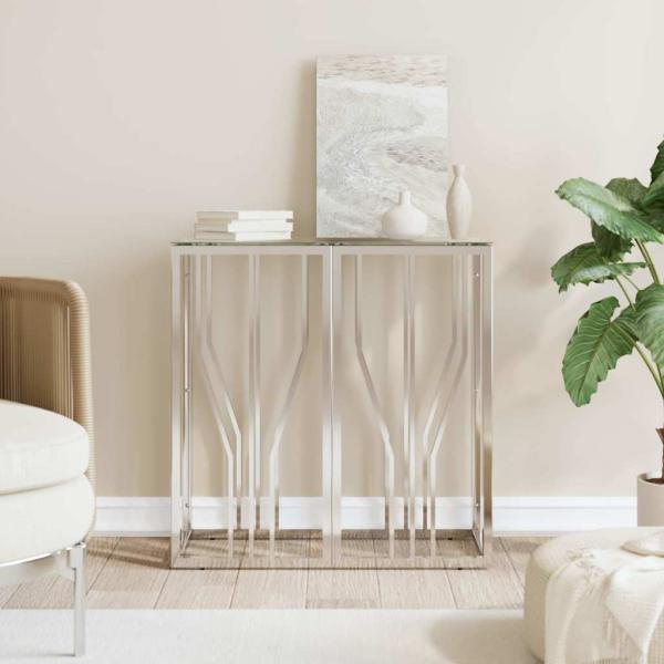 ARDEBO.de - Konsolentisch 70x30x70 cm Edelstahl und Glas