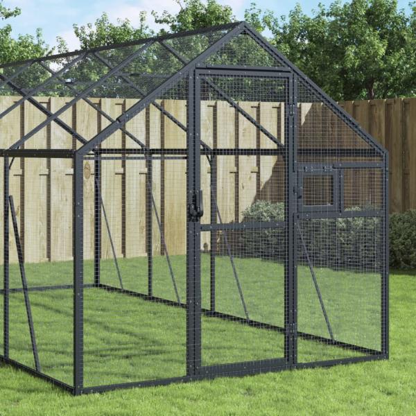 ARDEBO.de - Voliere Anthrazit 1,79x4x1,85 m Aluminium