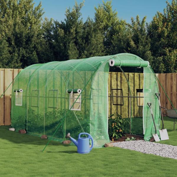 ARDEBO.de - Gewächshaus mit Stahlrahmen Grün 8 m² 4x2x2 m