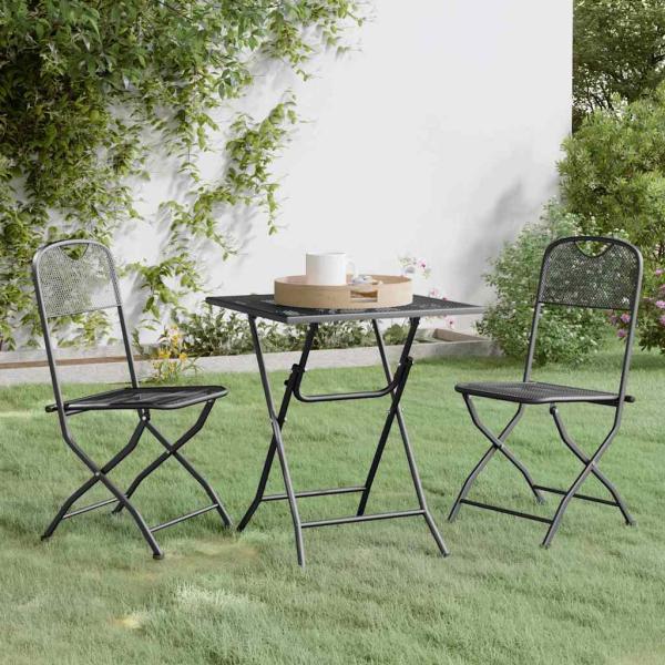 ARDEBO.de - 3-tlg. Garten-Essgruppe Streckmetall Anthrazit
