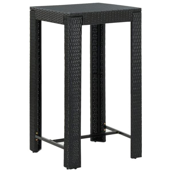3-tlg. Gartenbar-Set Schwarz Poly Rattan & Massivholz Akazie