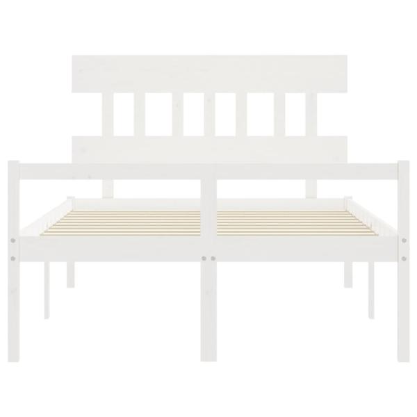 Seniorenbett mit Kopfteil 140x190 cm Weiß Massivholz