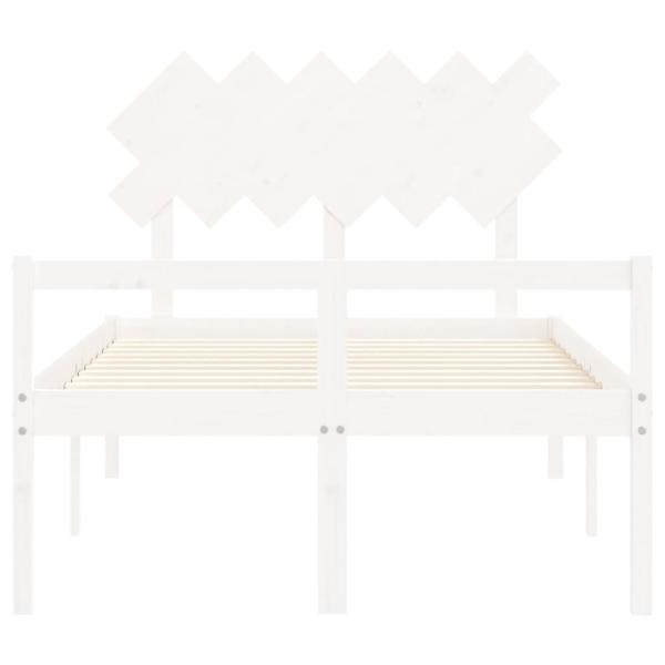 Seniorenbett mit Kopfteil 120x200 cm Weiß Massivholz