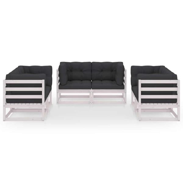 6-tlg. Garten-Lounge-Set mit Kissen Kiefer Massivholz