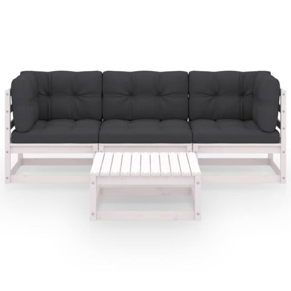 4-tlg. Garten-Lounge-Set mit Kissen Kiefer Massivholz