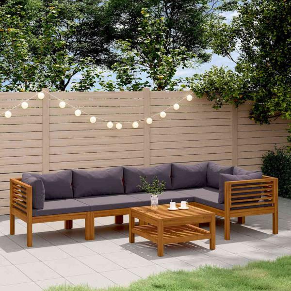 ARDEBO.de - 6-tlg. Garten-Lounge-Set mit Auflage Massivholz Akazie