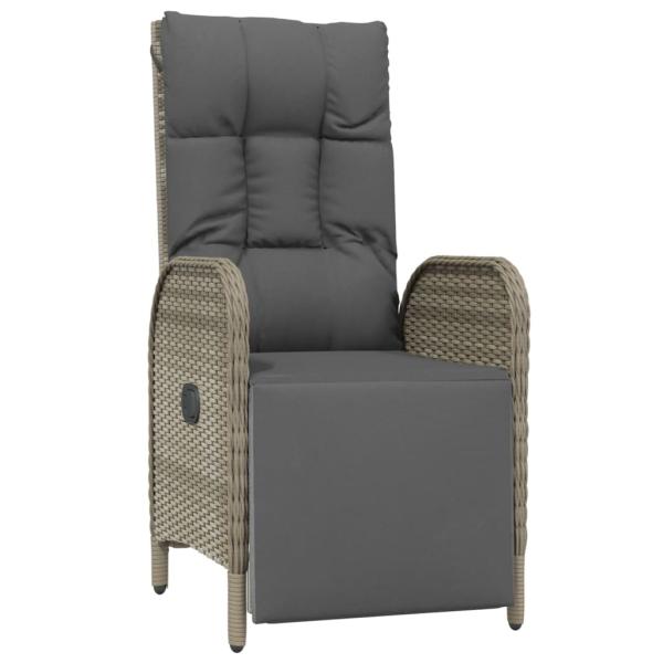 4-tlg. Garten-Essgruppe mit Kissen Grau Poly Rattan