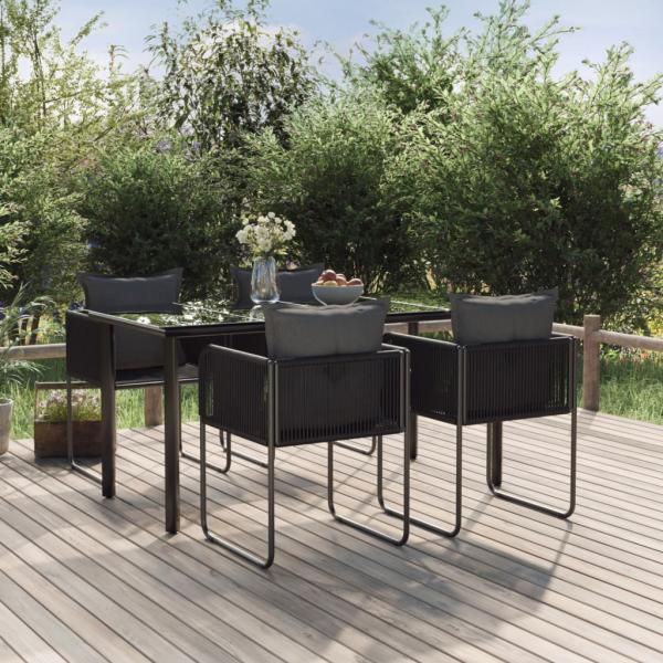 ARDEBO.de - 5-tlg. Garten-Essgruppe Schwarz