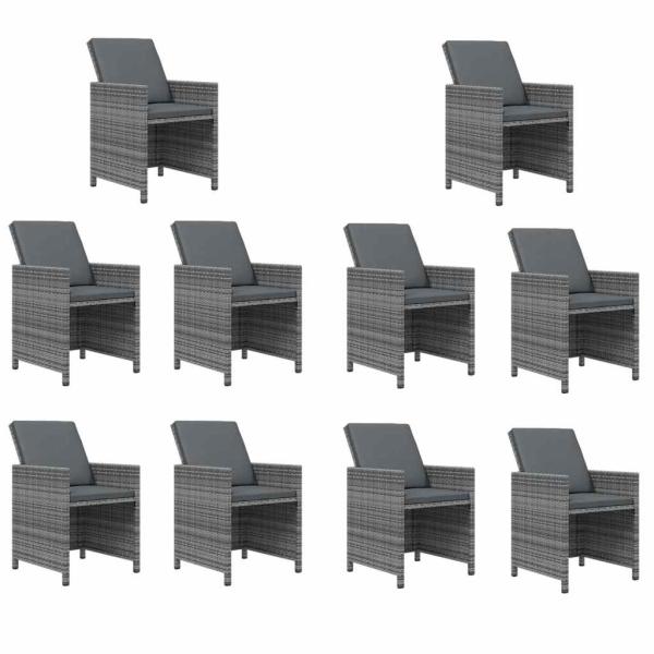 15-tlg. Garten-Essgruppe mit Kissen Poly Rattan Grau