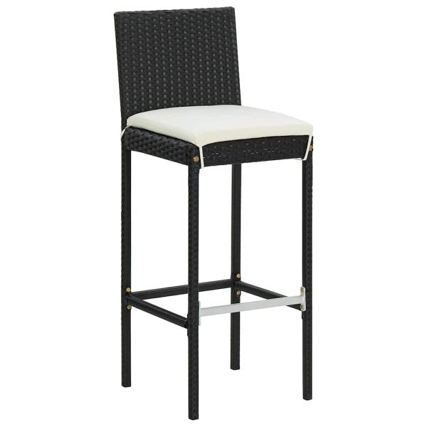 5-tlg. Gartenbar-Set mit Kissen Schwarz Poly Rattan